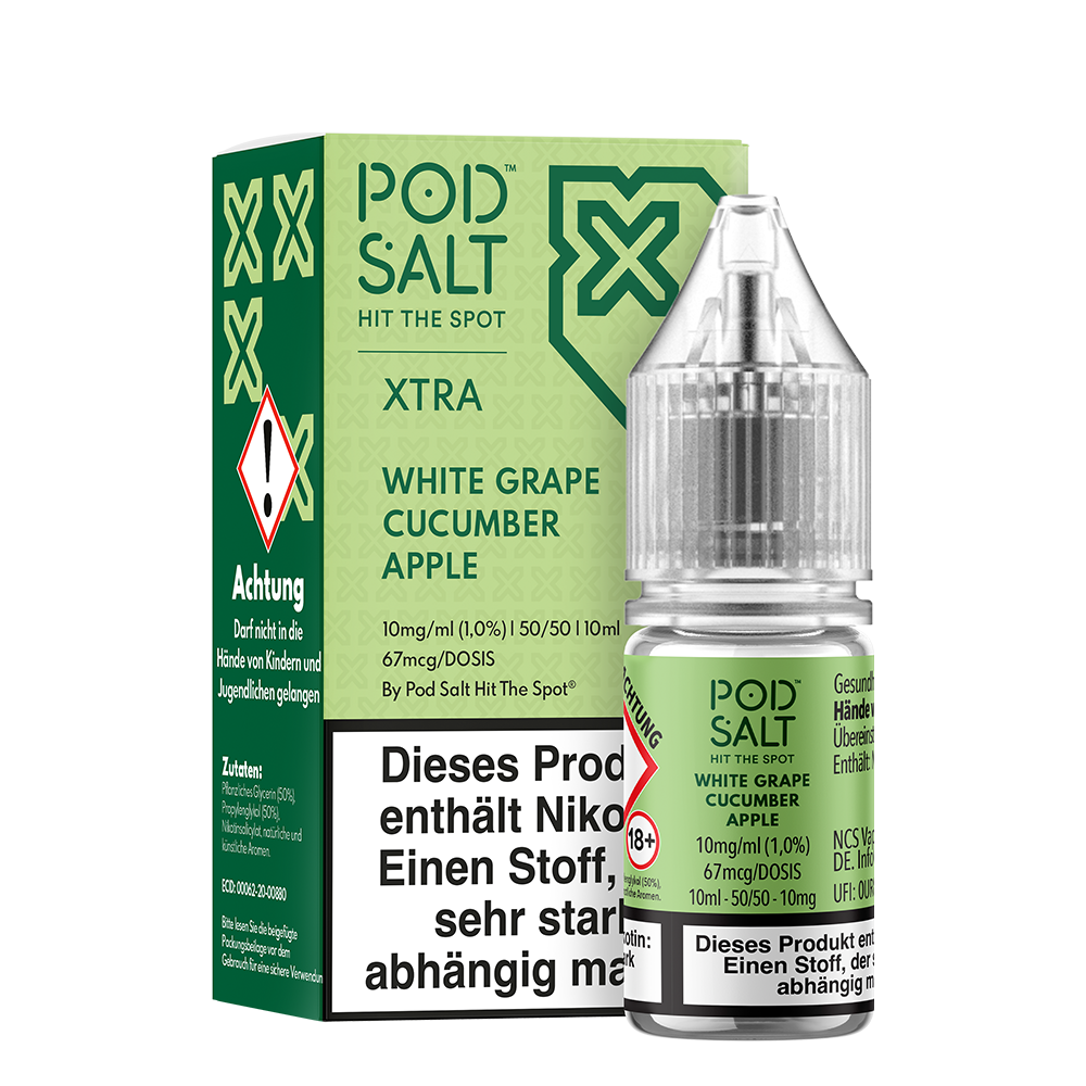 Pod Salt Xtra 10mg White Grape Cucumber Apple