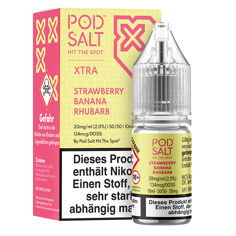 Pod Salt Xtra 20mg Strawberry Banana Rhubarb