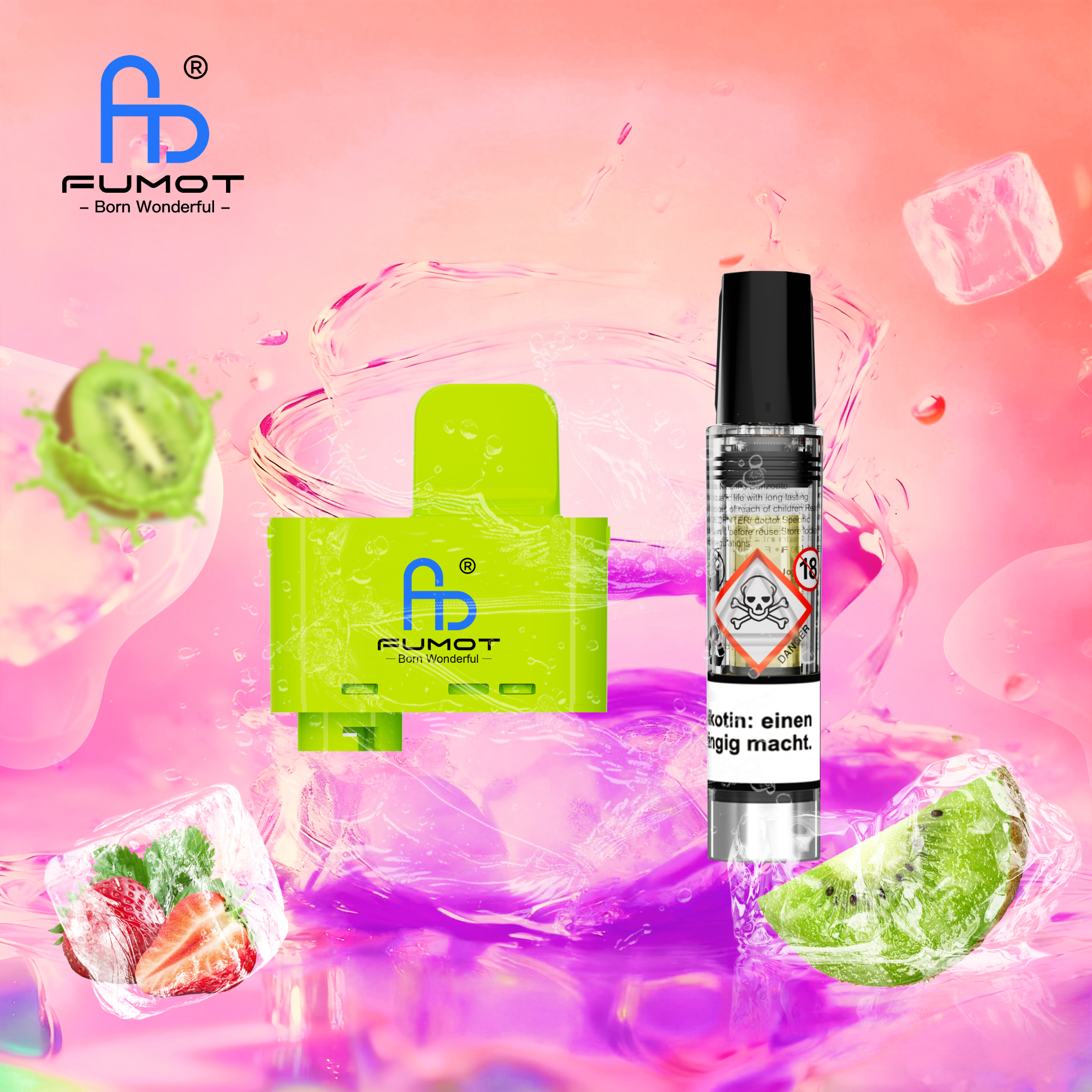 RandM Tornado 15k Big Puff Strawberry Kiwi Pod und Refill